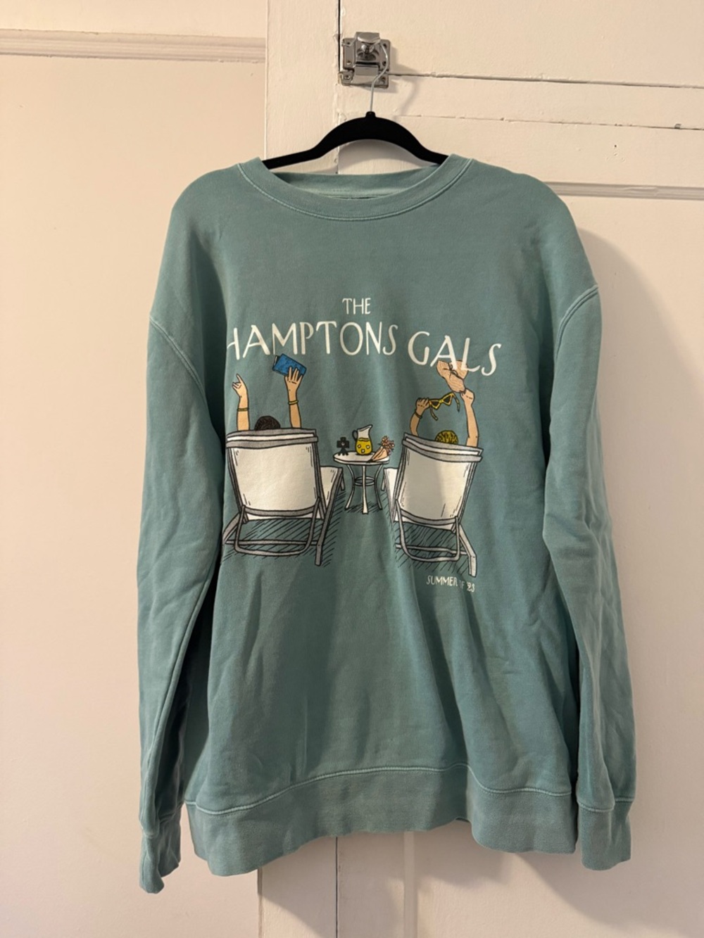 The Hamptons Gals Teal Graphic Sweatshirt (Gals on the Go Podcast)